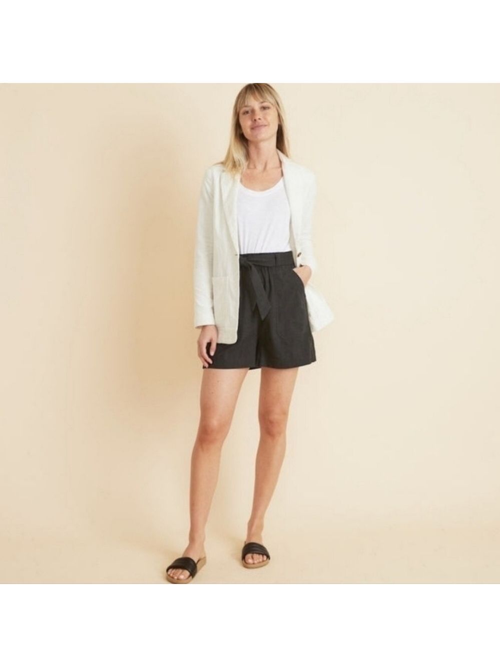 Marine Layer Women's Huntington Double Cloth Blazer Natural - Picture 2 of 8